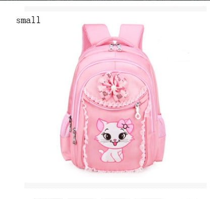 小学生女の子向け 猫デザイン通学リュック 6〜12歳対応 2サイズ・ポリエステル