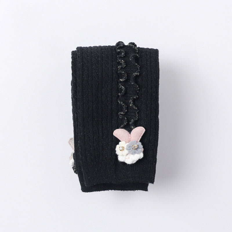 中ウエスト伸縮ゴム仕様のコットンニットパンツ
