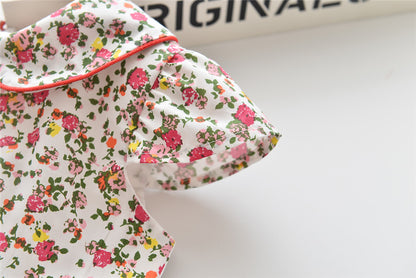 上品な襟付きでおすましコーデが完成する 女の子フリル袖ワンピース 小花柄 コットン カジュアル 110~120cm