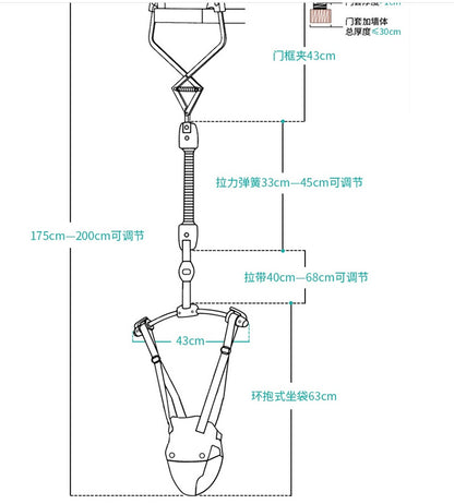 ブルーカラーの吊り下げ式ベビーウォーカー
