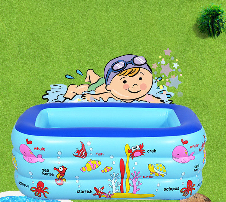 庭やベランダで水あそびが広がる PVCインフレータブル ベビーパドリングプール 210 x 145 x 65cm（ブルー・グリーン）4kg