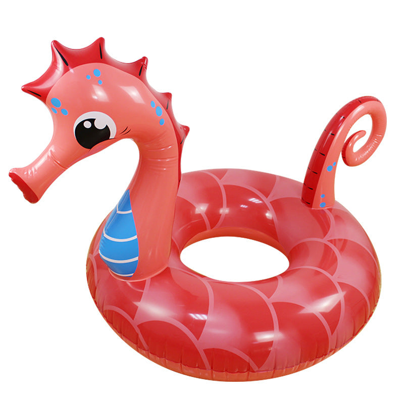 シーホース型大型浮き輪 レッド 150 x 120 x 110cm 環境配慮PVC 厚み18mm アニマルフロート プール・海の水あそびに