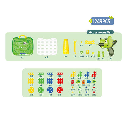 249PCS構成のプレートボードと工具類および色別に並んだネジパーツを紹介している一覧イメージ
