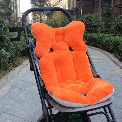 オレンジカラーのベビーカー用パッド付きコットンクッション（ベビー クッション）
