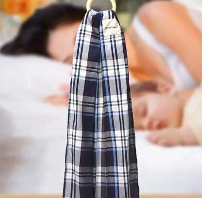 ブルー×ホワイトチェックのベビー用リングスリング抱っこ紐（リングスリング 抱っこ紐）
