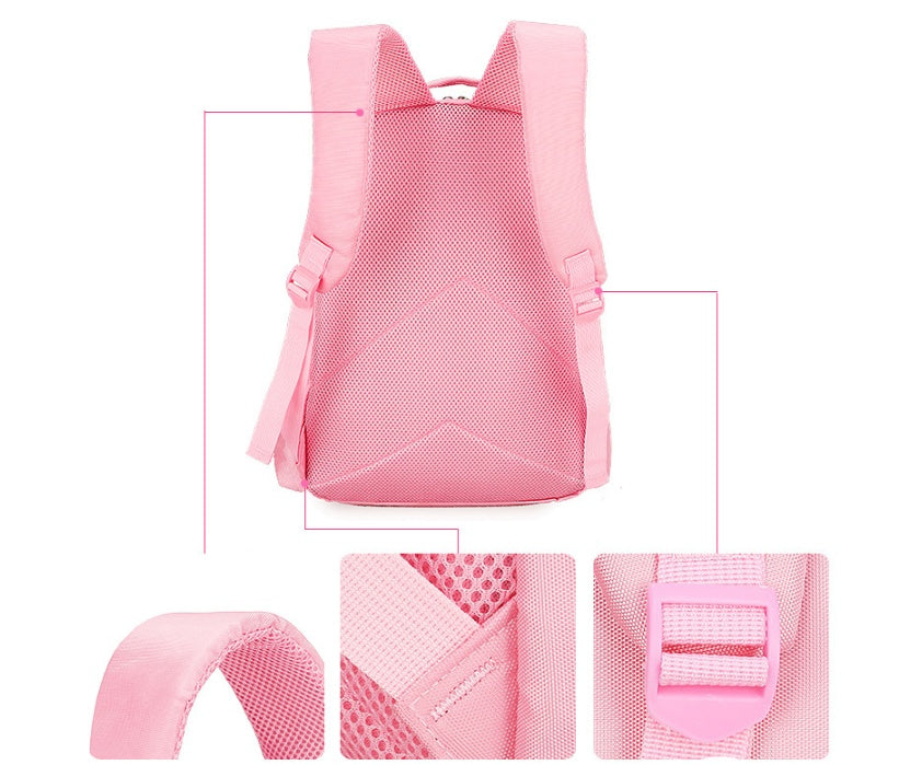 小学生女の子向け 猫デザイン通学リュック 6〜12歳対応 2サイズ・ポリエステル