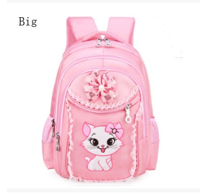 小学生女の子向け 猫デザイン通学リュック 6〜12歳対応 2サイズ・ポリエステル