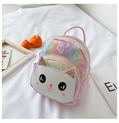 幼児用PUレザーミニリュック 猫フェイスデザイン 19×10×21cm ファスナー開閉 撥水仕様 ポリエステル裏地 全11色バリエーション