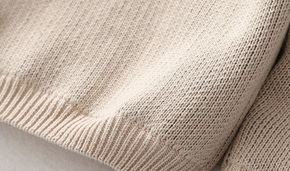 フリース裏地付きコットンニットセーター
