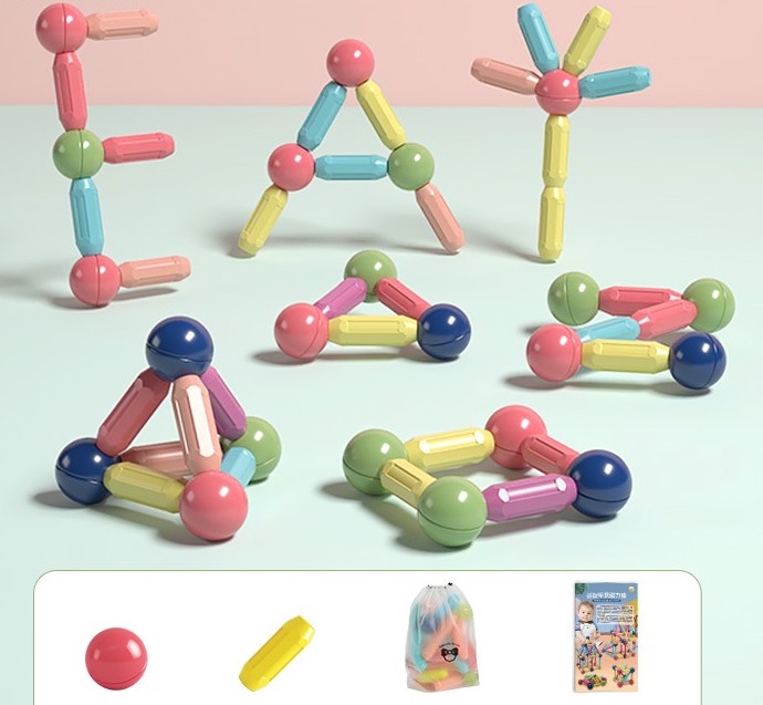 磁石ロッドブロックで作る文字造形の作例
