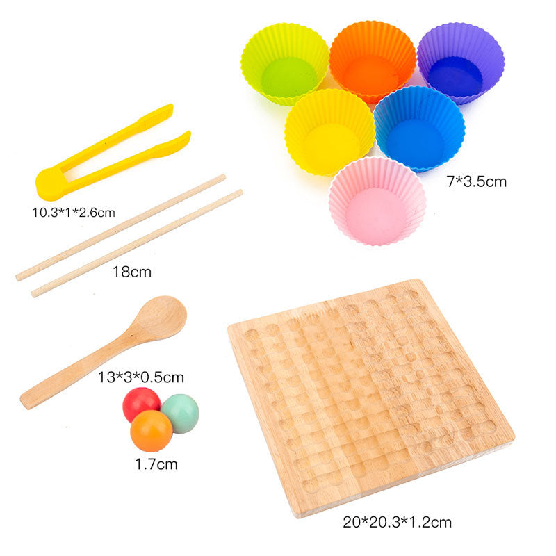 木製 カラーボールクリップゲーム お箸トング