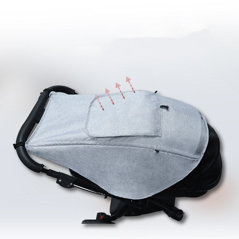 上部の覗き窓まわりディテールと遮光範囲（ベビーカー日よけ）
