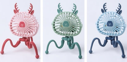 3カラーの見え方を並べた一覧カット（クリップ式ベビーカー扇風機・ベビーカーファン）
