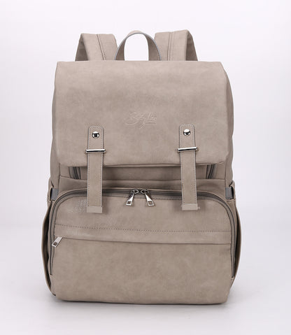 【PUレザー】大容量マザーズリュック 36〜55L ダブルストラップ ファスナー開閉 サンドイッチポケット内蔵 通勤・旅行収納