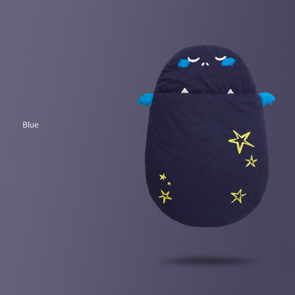 ブルーの分脚ベビー寝袋をベビーカーにセットしたシーン（ブルー 分脚 ベビーカー寝袋）
