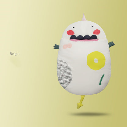 ベージュの卵型コットンベビー寝袋スリーピングバッグを正面から写した商品画像（ベージュ ベビー寝袋）
