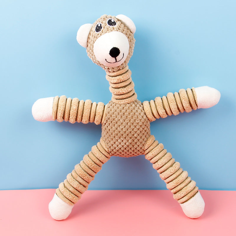 赤ちゃん用抱きまくらサイズのニットアニマルぬいぐるみを積み重ねた写真
