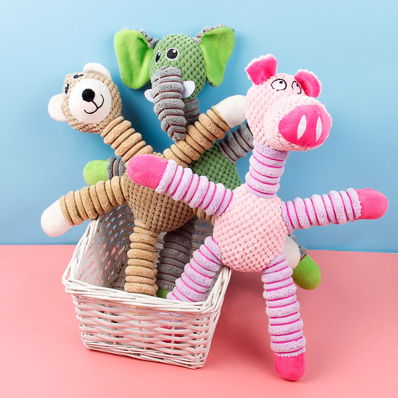 ロングアームとロングレッグが特徴的なコーンベルベット製アニマルぬいぐるみ
