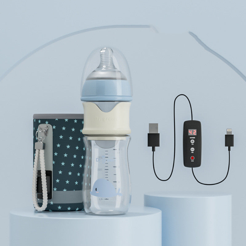 Dr. Greenガラス製ベビーミルクボトルと保温カバー
