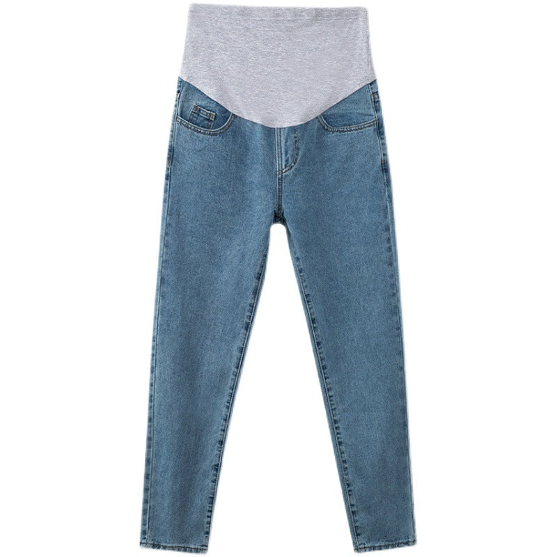 マタニティデニムパンツ ライトブルー 商品単体 全体シルエット
