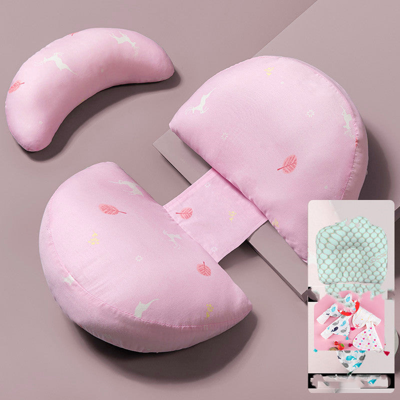 調整式マタニティ抱き枕 ライトピンク系 3点セットの全体デザイン（妊婦クッション）
