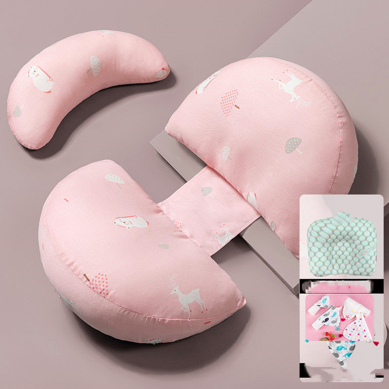 調整式マタニティ抱き枕 ピンク系 3点セットの俯瞰イメージ（妊娠抱き枕）
