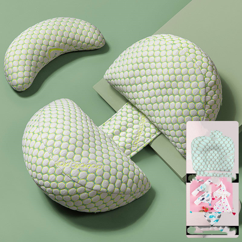 調整式マタニティ抱き枕 グリーンチェック柄 3点セットの見た目（妊婦用クッション）
