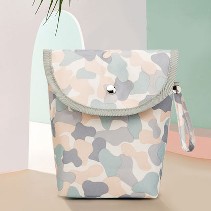 吊り下げOK防水おむつ収納バッグ｜外出・ベッドサイド用マミーバッグ 25×15×7cm（キャンバス）