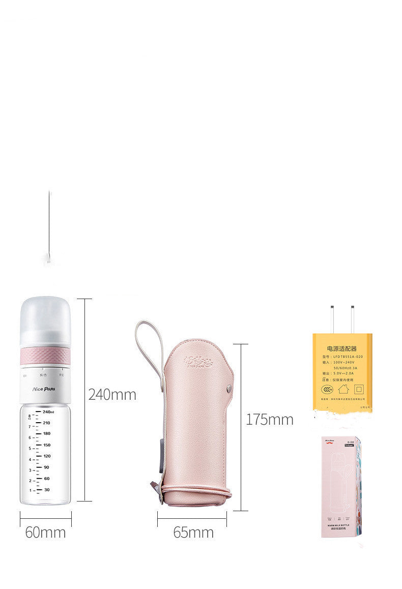 夜間授乳とおでかけの温度管理が整う USB充電式ベビーボトルウォーマー 240ml広口ガラス哺乳瓶付き Type-C対応 軽量約620g 静音加熱