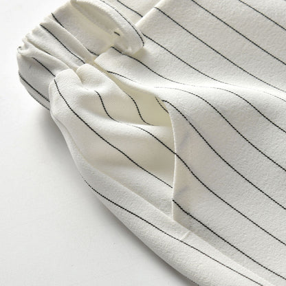 きちんと見えするピンストライプが上品 子どもショートパンツ ホワイト コットン95% 80~130cm