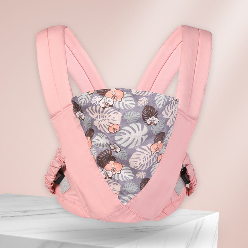 チェリーパウダーカラーのダブルショルダーベビーキャリアを正面から撮影した画像 (ベビーキャリア チェリーパウダー)
