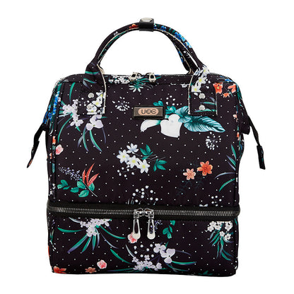 【小型マザーズリュック】オックスフォード調ポリエステル おむつ収納バックパック ダブルストラップ ファスナー開閉 チェック柄