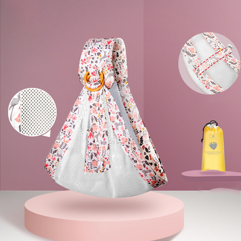 淡いピンクのリーフ柄リングスリング展示カット（リングスリング・抱っこ紐スリング）
