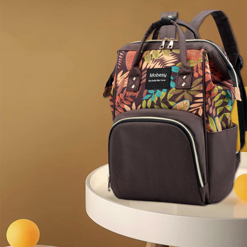 【マザーズリュック】ナイロン製おむつ収納バックパック 40×18×24cm 16kg耐荷重 ボトルポケット付き 2WAYストラップ