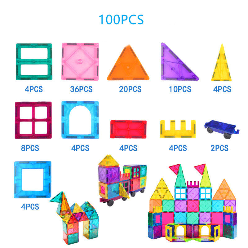 複数の塔とアーチが連なったマグネットタイルの立体シティ作品例
