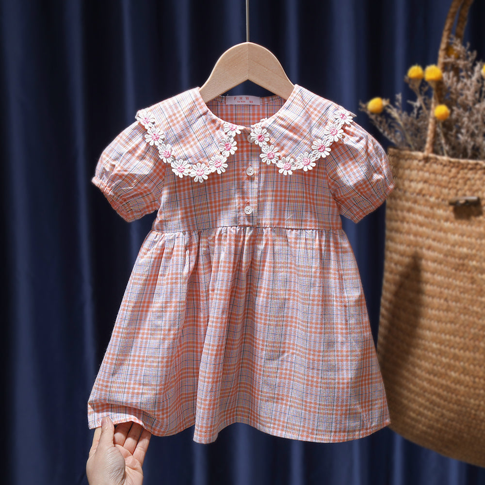 ふんわり花柄が映える 女の子半袖ワンピース コットン素材 ナチュラルデザイン 80~130cm