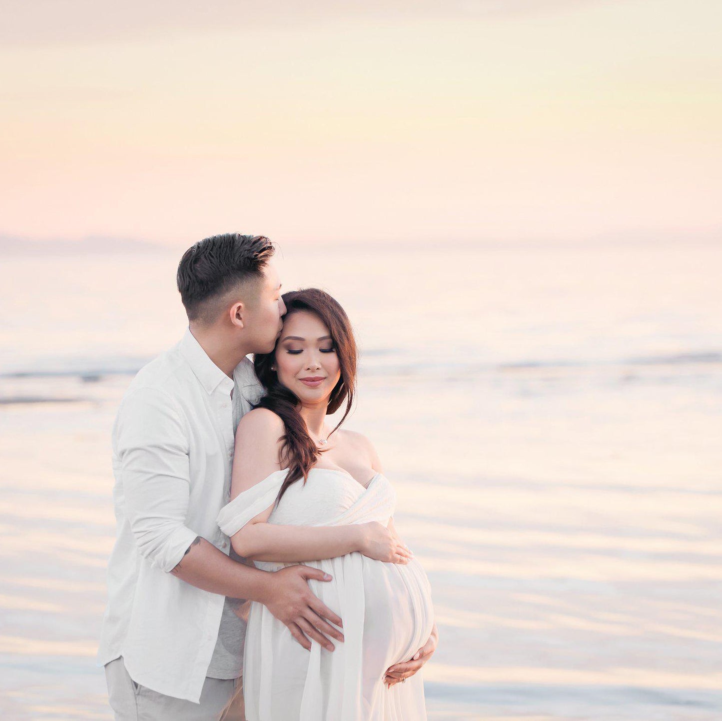 神秘的に美しく残せる マタニティフォトドレス オフショルダー フロアロング シフォン素材 S〜XL