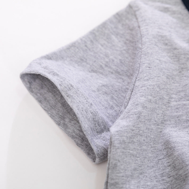 さらっと涼しく動きやすい 子ども半袖Tシャツ＆ショートパンツセット タイガー柄カートゥーンプリント コットン 90~140cm