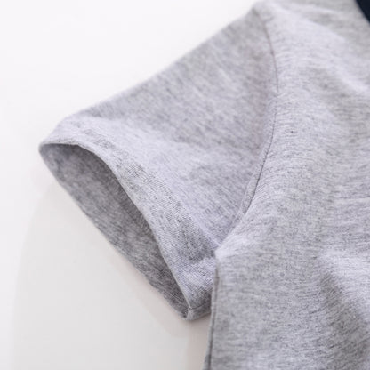 さらっと涼しく動きやすい 子ども半袖Tシャツ＆ショートパンツセット タイガー柄カートゥーンプリント コットン 90~140cm