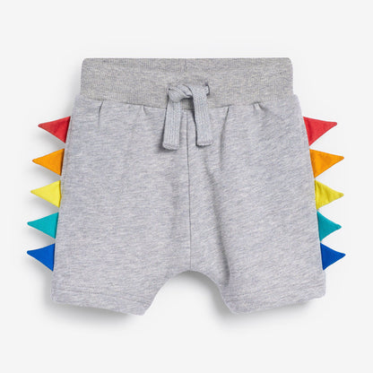 元気に動けてコーデが即完成する 男の子半袖Tシャツ＆ショートパンツ上下セット ボーダー×ワニモチーフ カラフルスパイクデザイン コットンニット 100~140cm