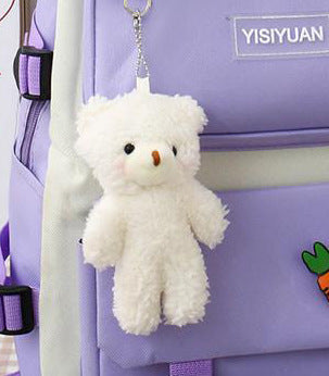 キャンバスリュック 4点セット 29×40×12cm 耐摩耗 縦型スクエア エアクッション肩ひも PCポケット 多ポケット ファスナー開閉