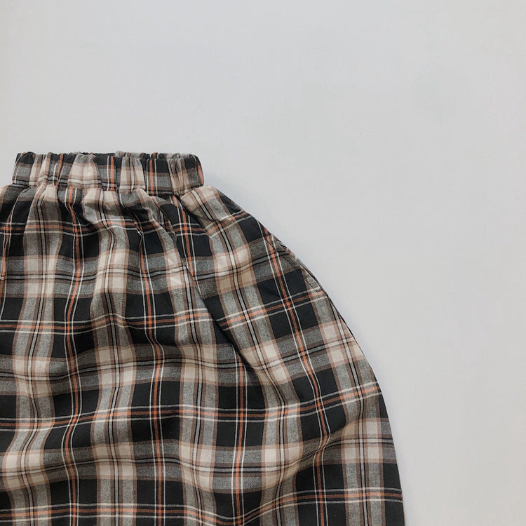 ゆったり動けてこなれ感が出る 子どもバルーンパンツ チェック柄 コットン 80~130cm