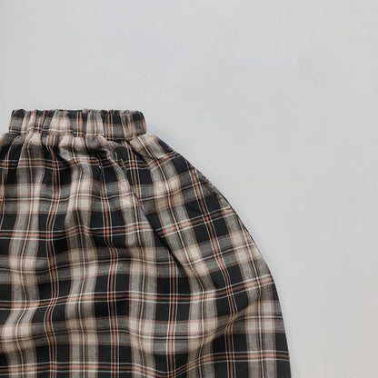 ゆったり動けてこなれ感が出る 子どもバルーンパンツ チェック柄 コットン 80~130cm