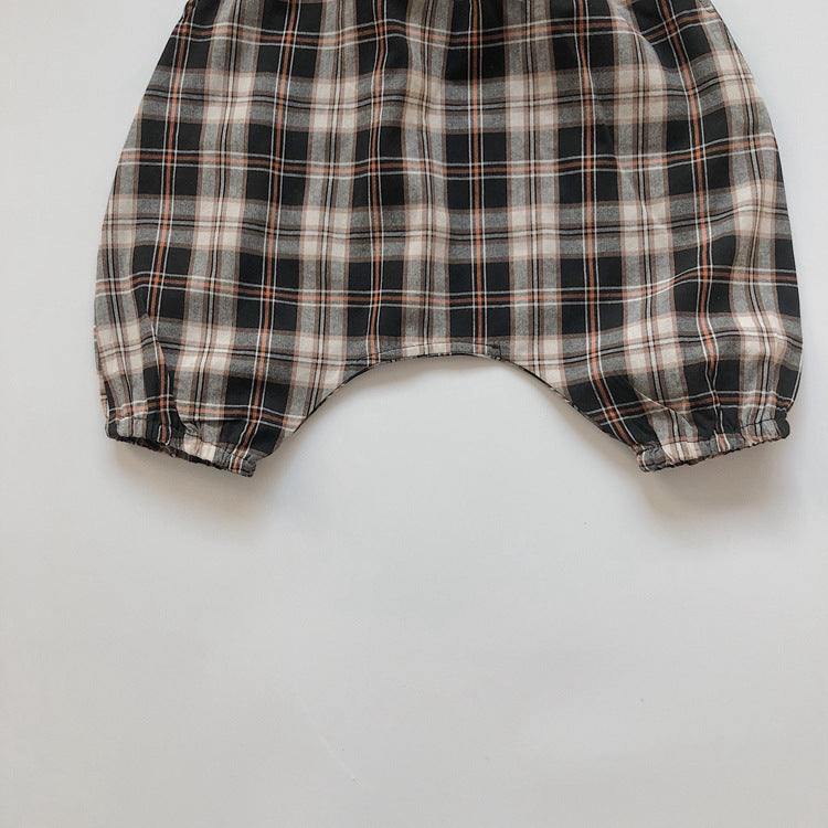 ゆったり動けてこなれ感が出る 子どもバルーンパンツ チェック柄 コットン 80~130cm