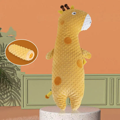 黄色のキリンデザイン多機能ベビーピローと腹囲クッションのセット画像  
