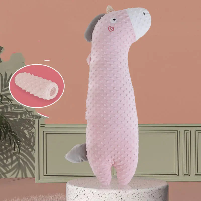 ピンクのユニコーンデザイン多機能ベビーピローと腹囲クッションのセット画像  
