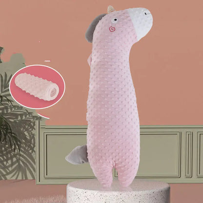 ピンクのユニコーンデザイン多機能ベビーピローと腹囲クッションのセット画像  
