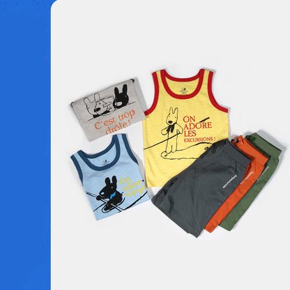 さらっと快適に着られる タンクトップ＆ショートパンツ上下2点セット 100%コットン 夏用 100~140cm