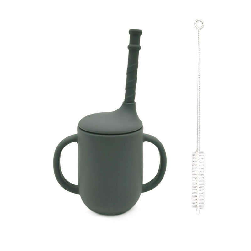 6ヶ月頃から安心して練習できる 快適こぼれにくい ベビー用シリコンストローマグ ハンドル付き 漏れにくい・落としても安心 トレーニングカップ 直径6.5cm