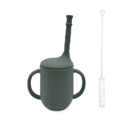 6ヶ月頃から安心して練習できる 快適こぼれにくい ベビー用シリコンストローマグ ハンドル付き 漏れにくい・落としても安心 トレーニングカップ 直径6.5cm